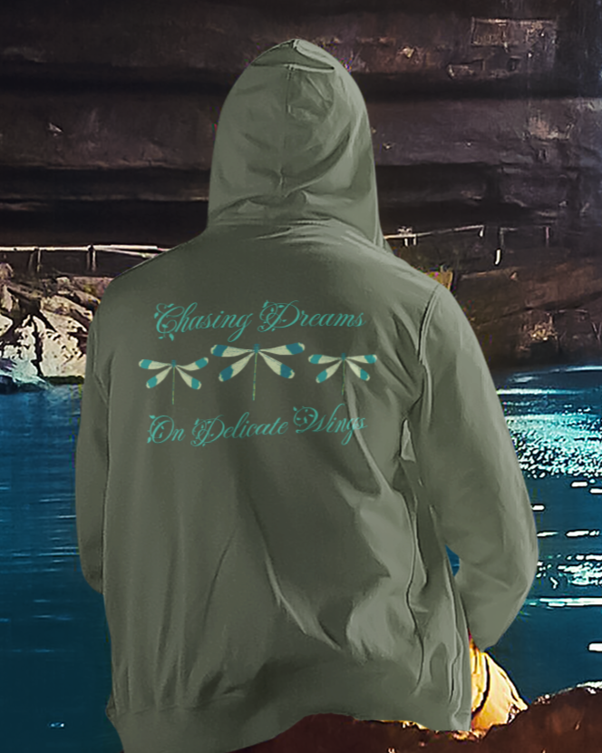 Dragonfly, Hoodie, Military Green, Dreams