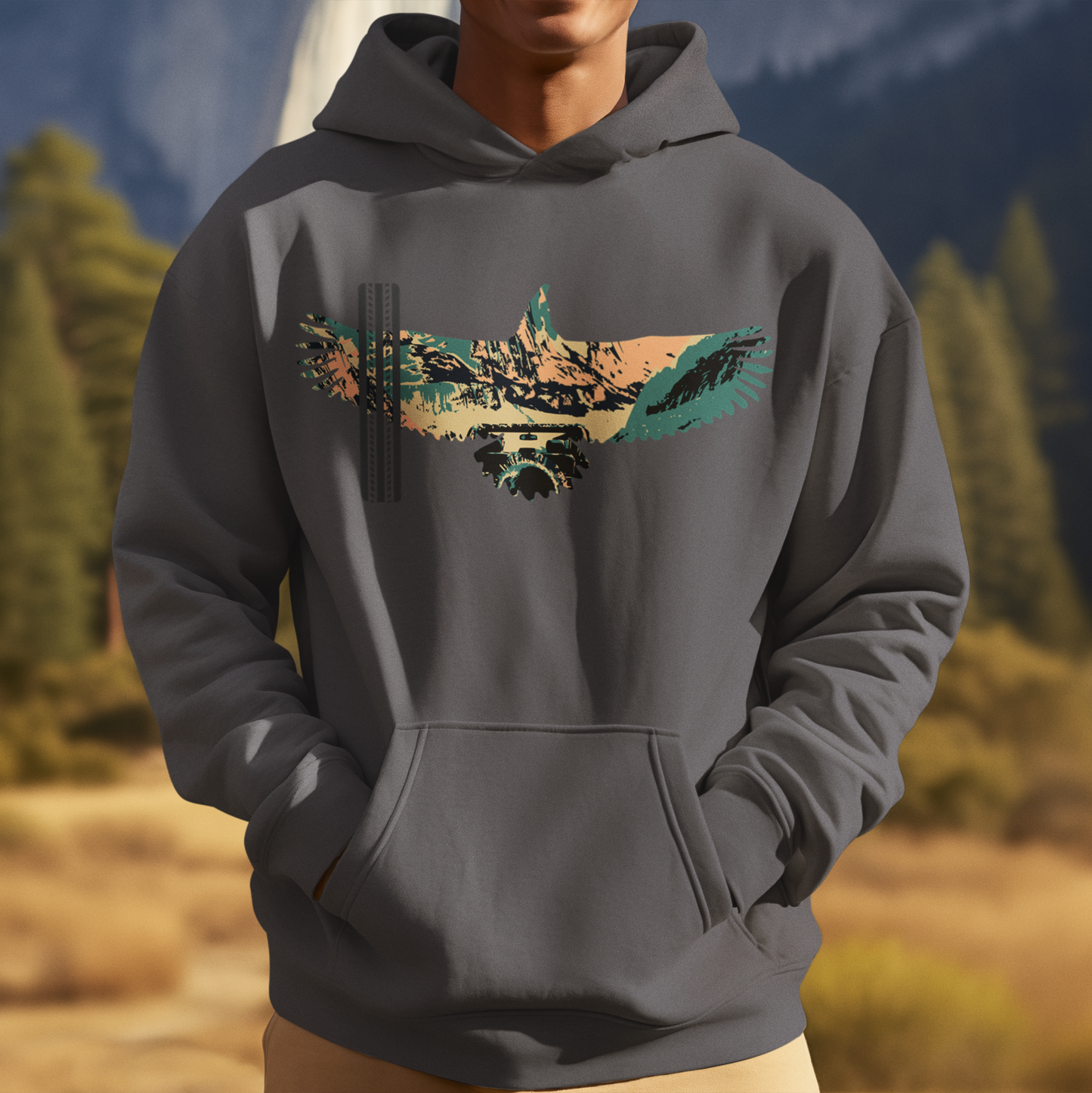 Eagle Silhouette, Hoodie, Charcoal