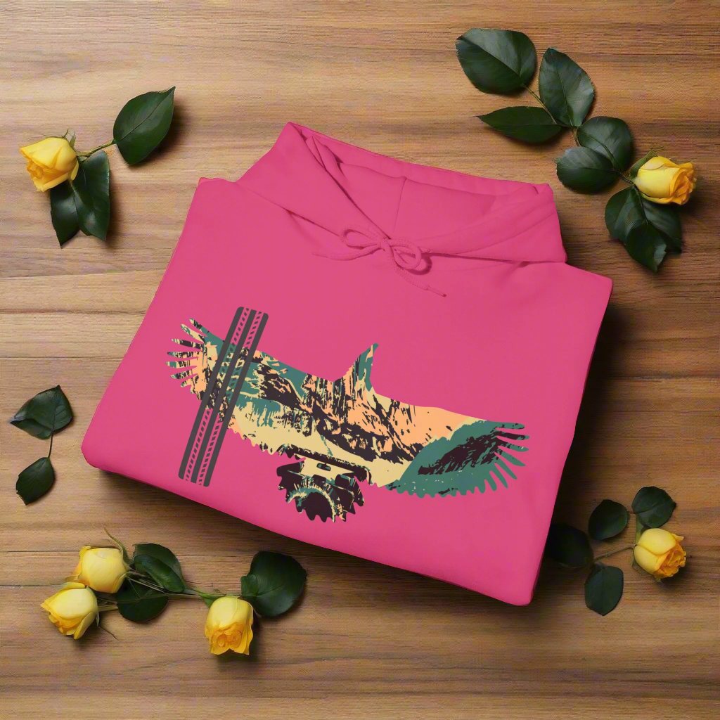 Eagle Silhouette, Hoodie, Heliconia, Pink