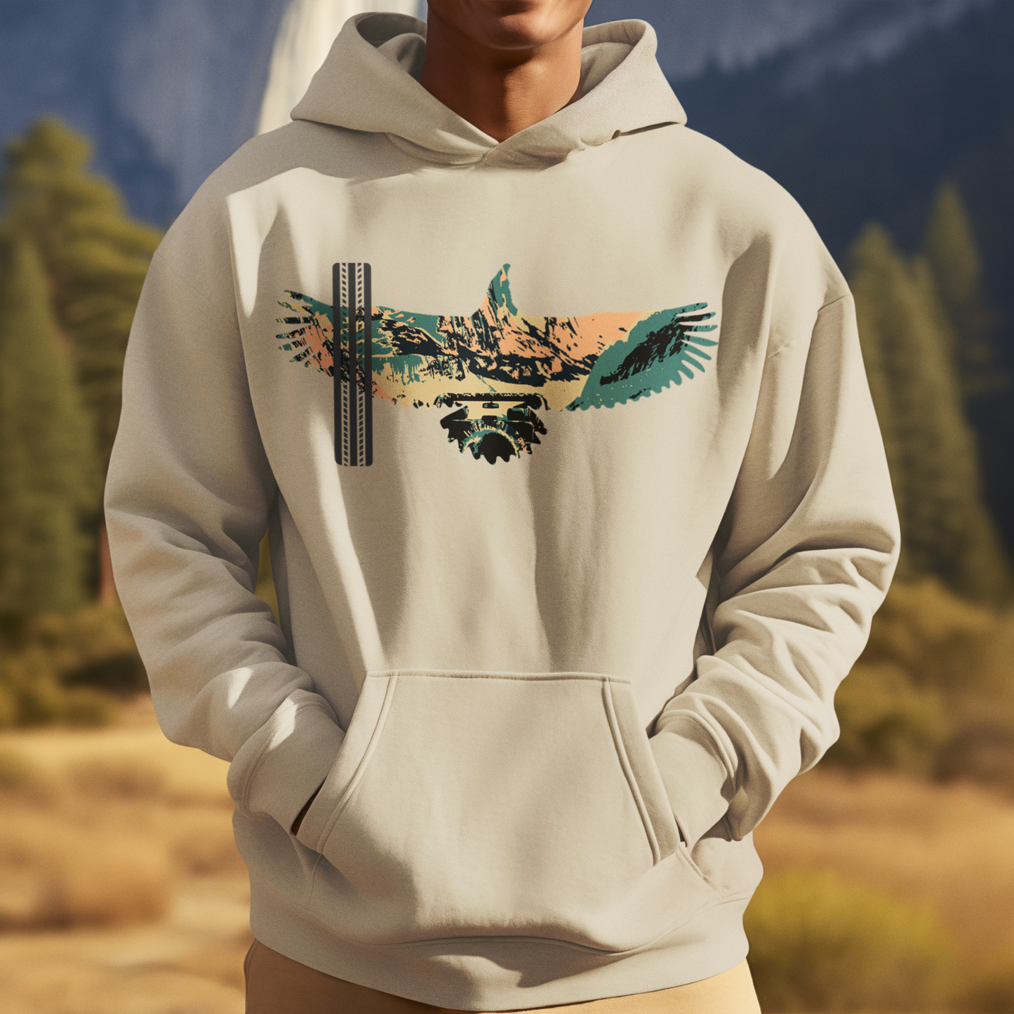 Eagle Silhouette, Hoodie, Sand