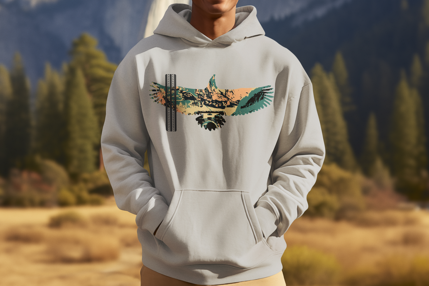 Eagle Silhouette, Hoodie, Sport Grey