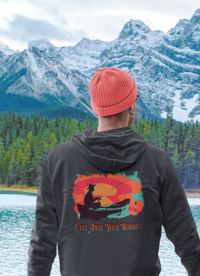 Fishing, Hoodie, Dark Heather