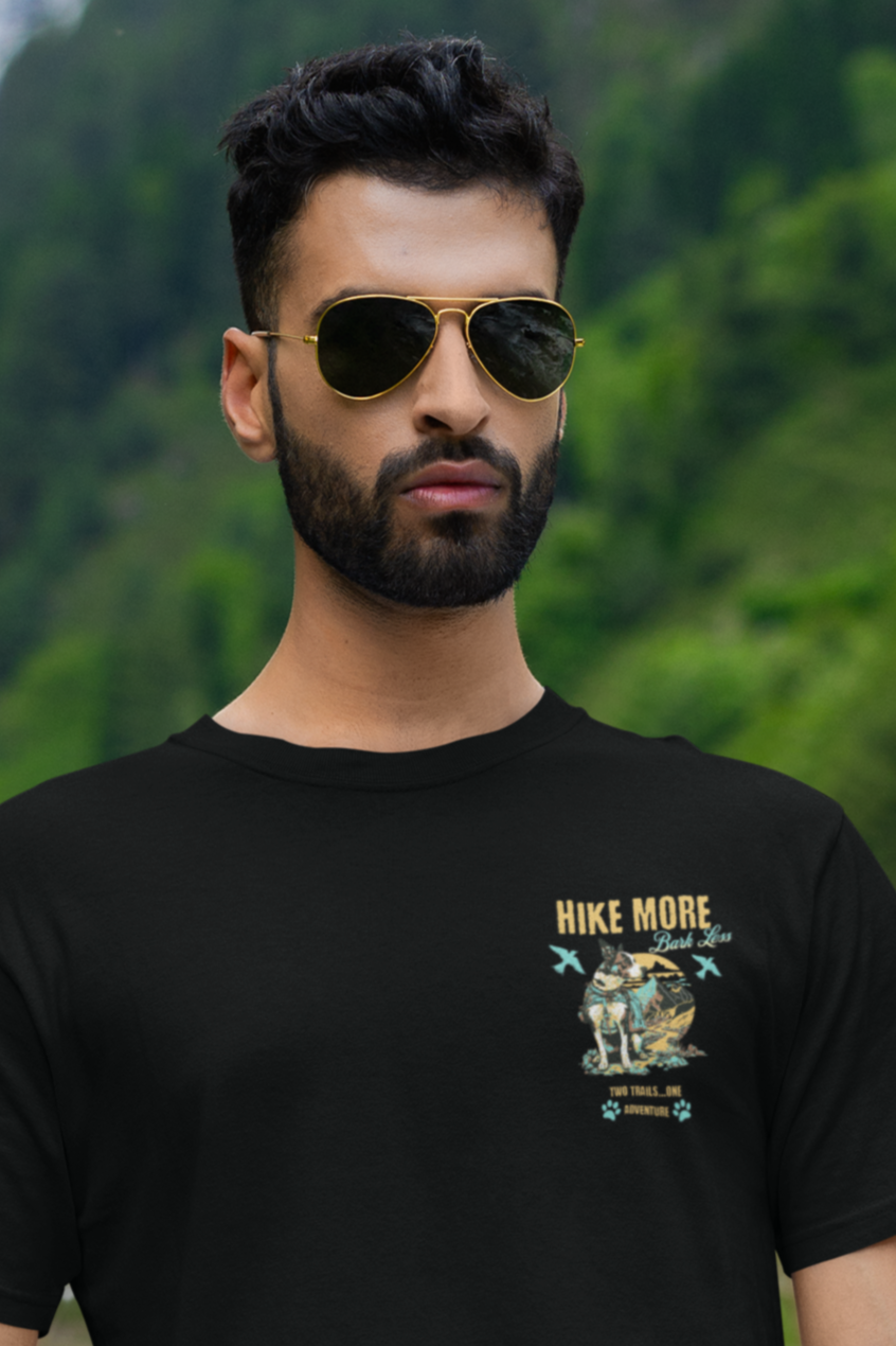 Hiking, T-shirt, with Dog, Color Black