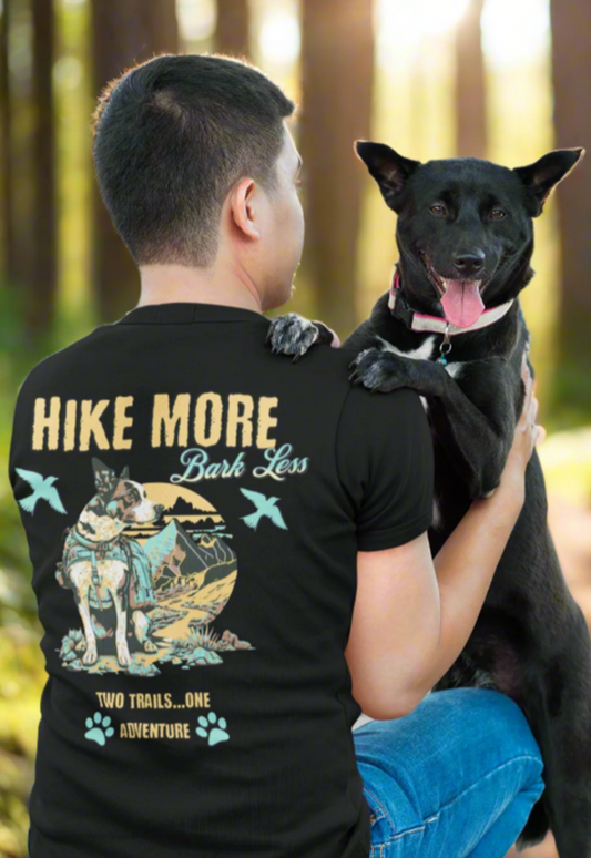 Hiking, T-shirt, with Dog, Color Black