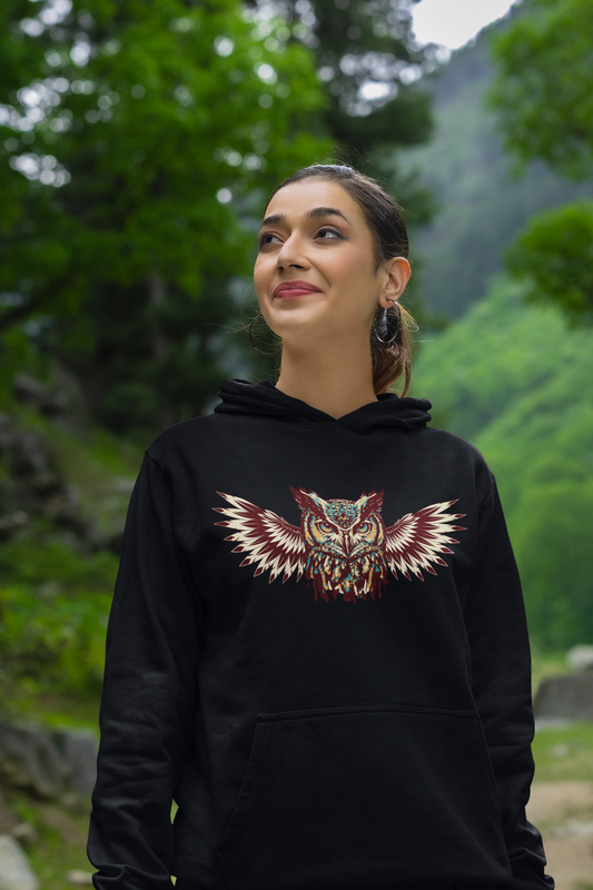 Owl, Hoodie, Black