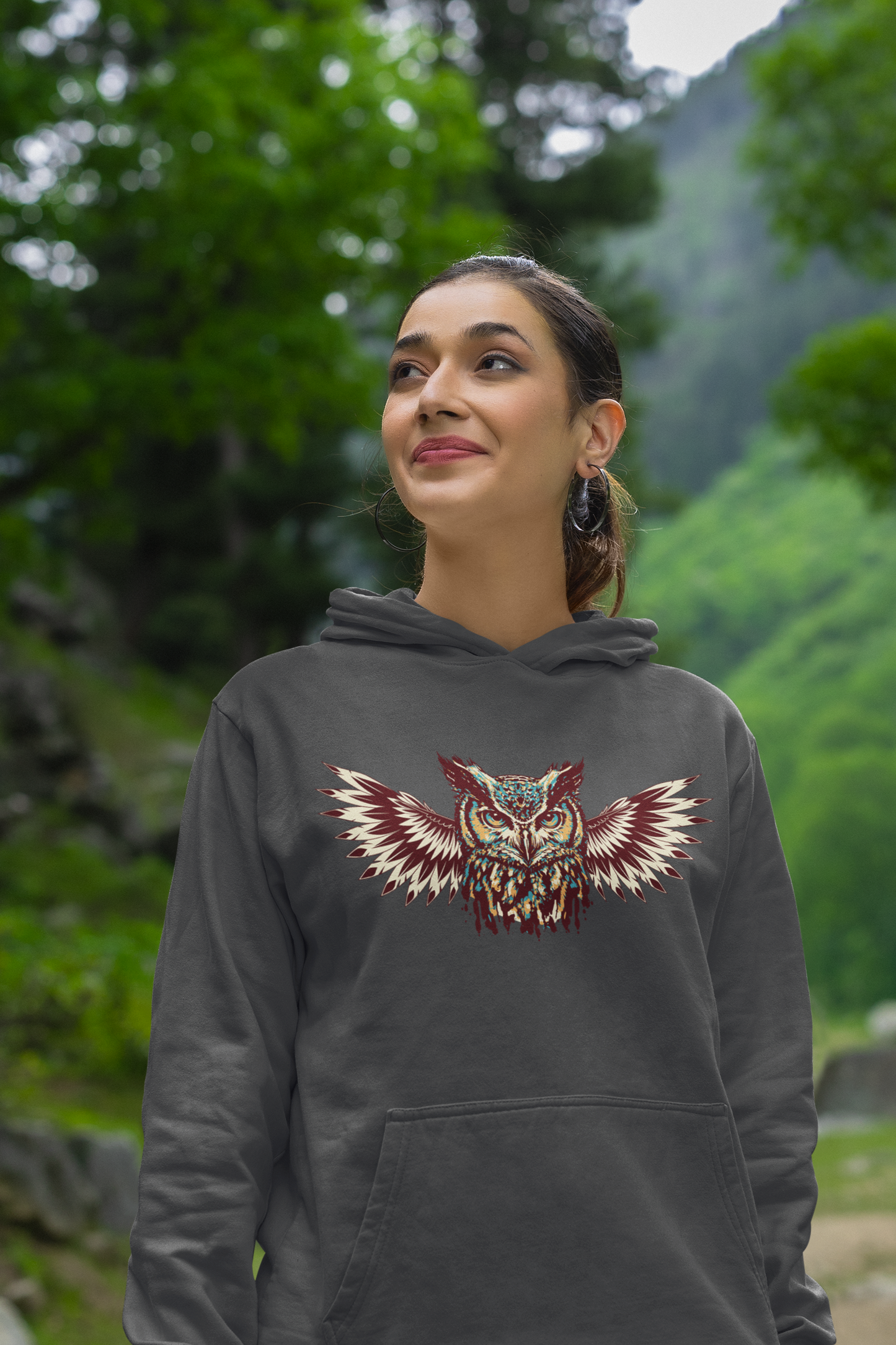 Owl, Hoodie, Dark Heather