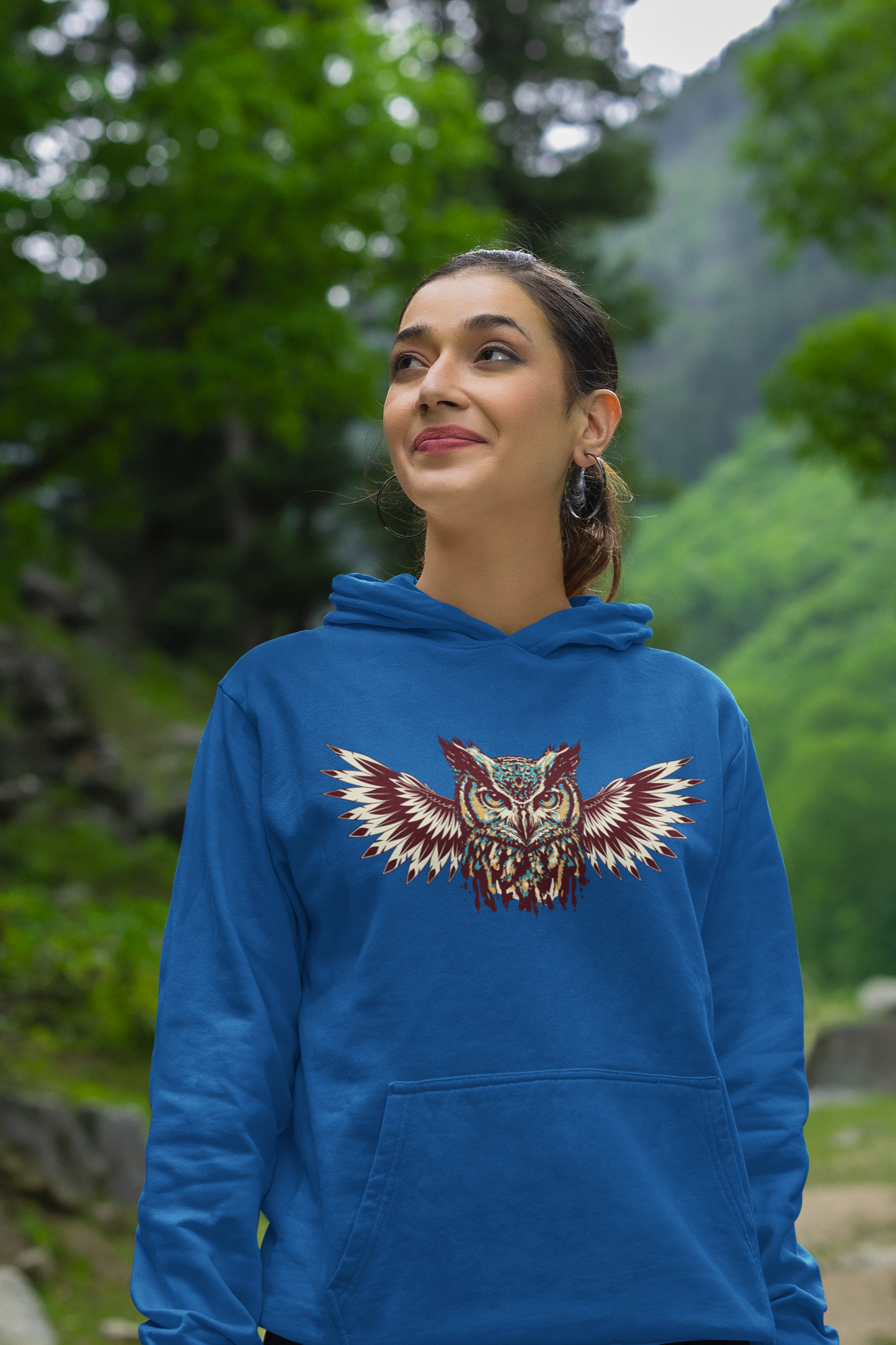 Owl, Hoodie, Royal, Blue