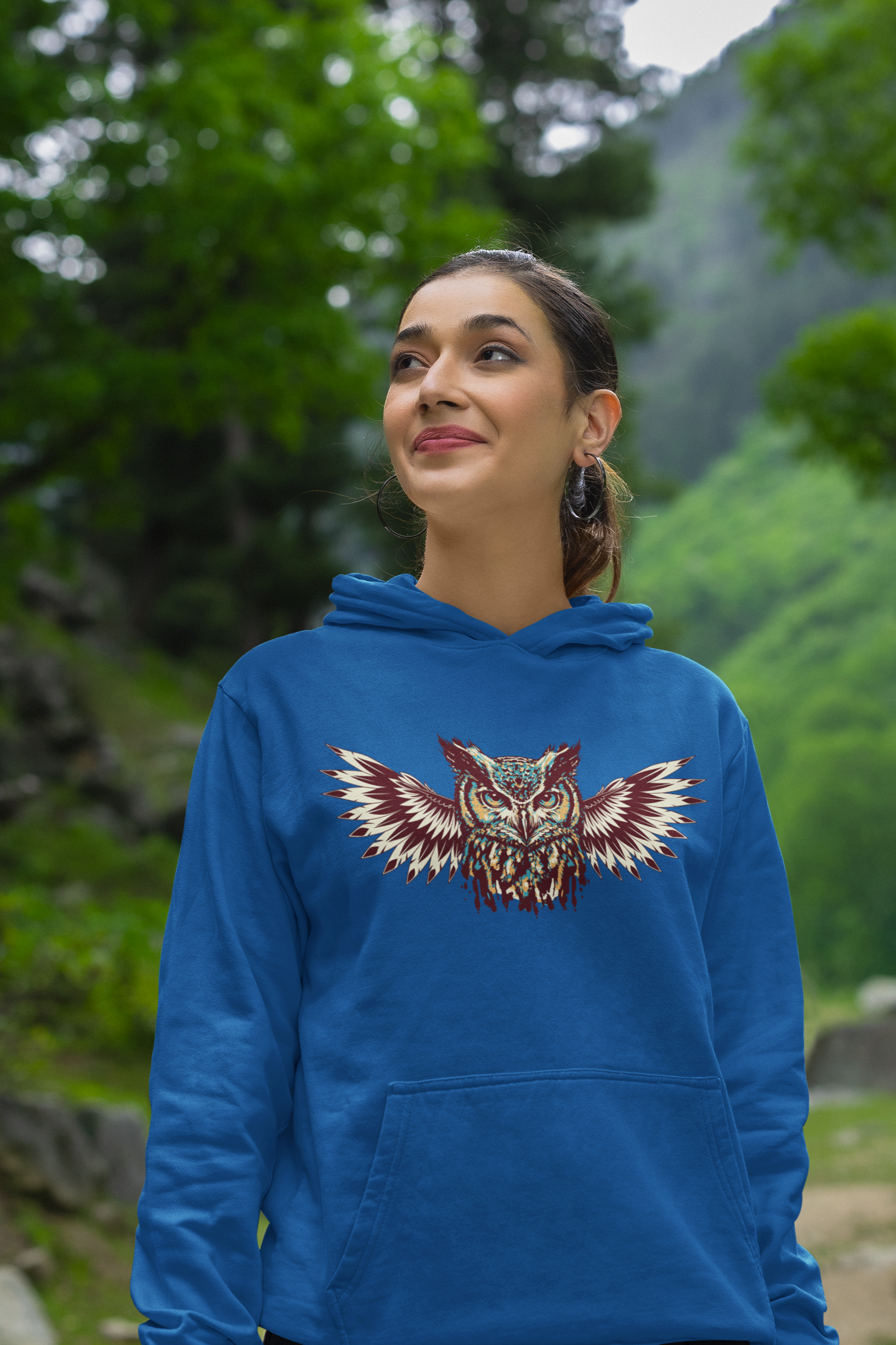 Owl, Hoodie, Royal, Blue