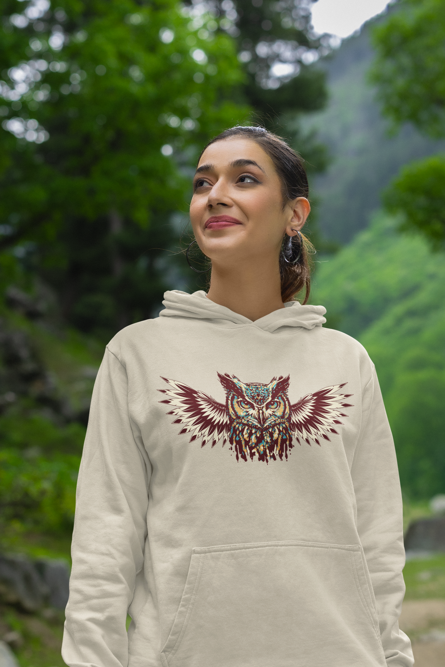 Owl, Hoodie, Sand